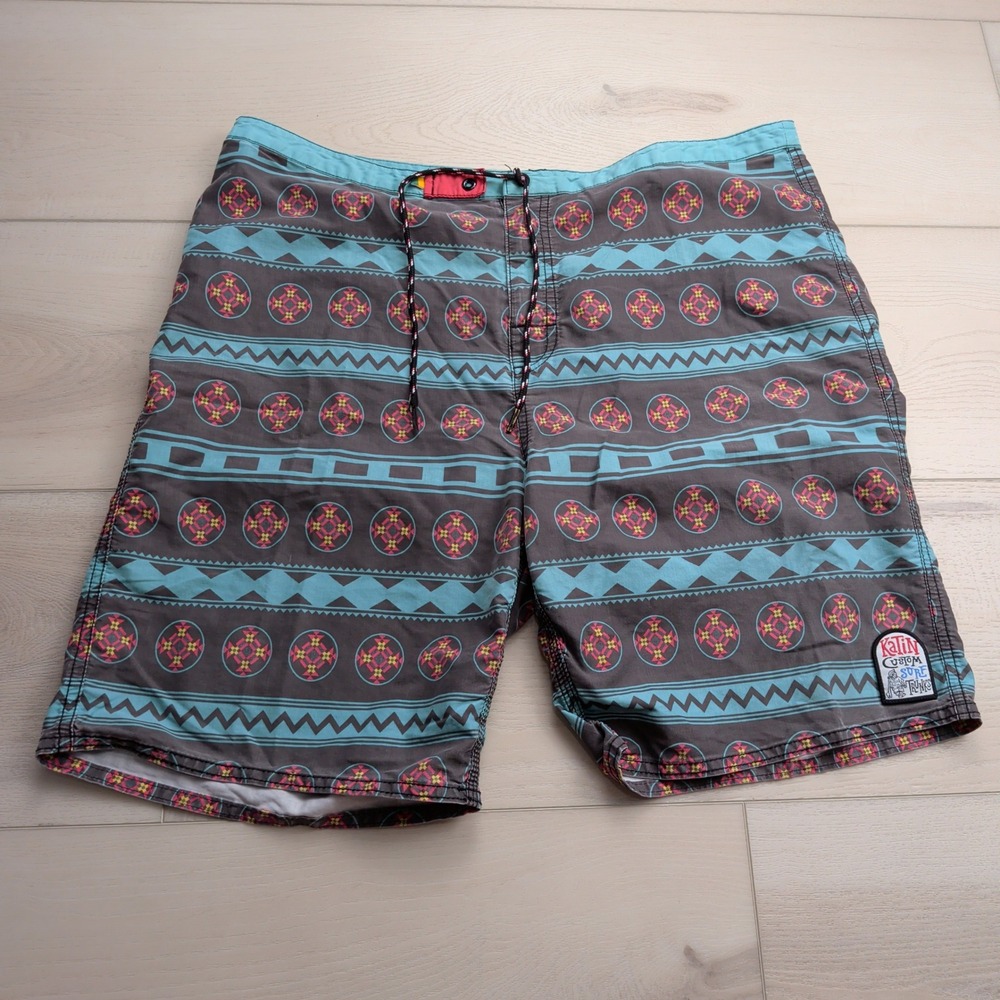 Vintage Katin Custom Surf Trunks Mens 38 Board Shorts Aztec Southwestern‎